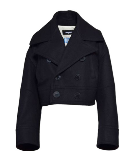 Dsquared2 Double-breasted Cropped Coat In Black