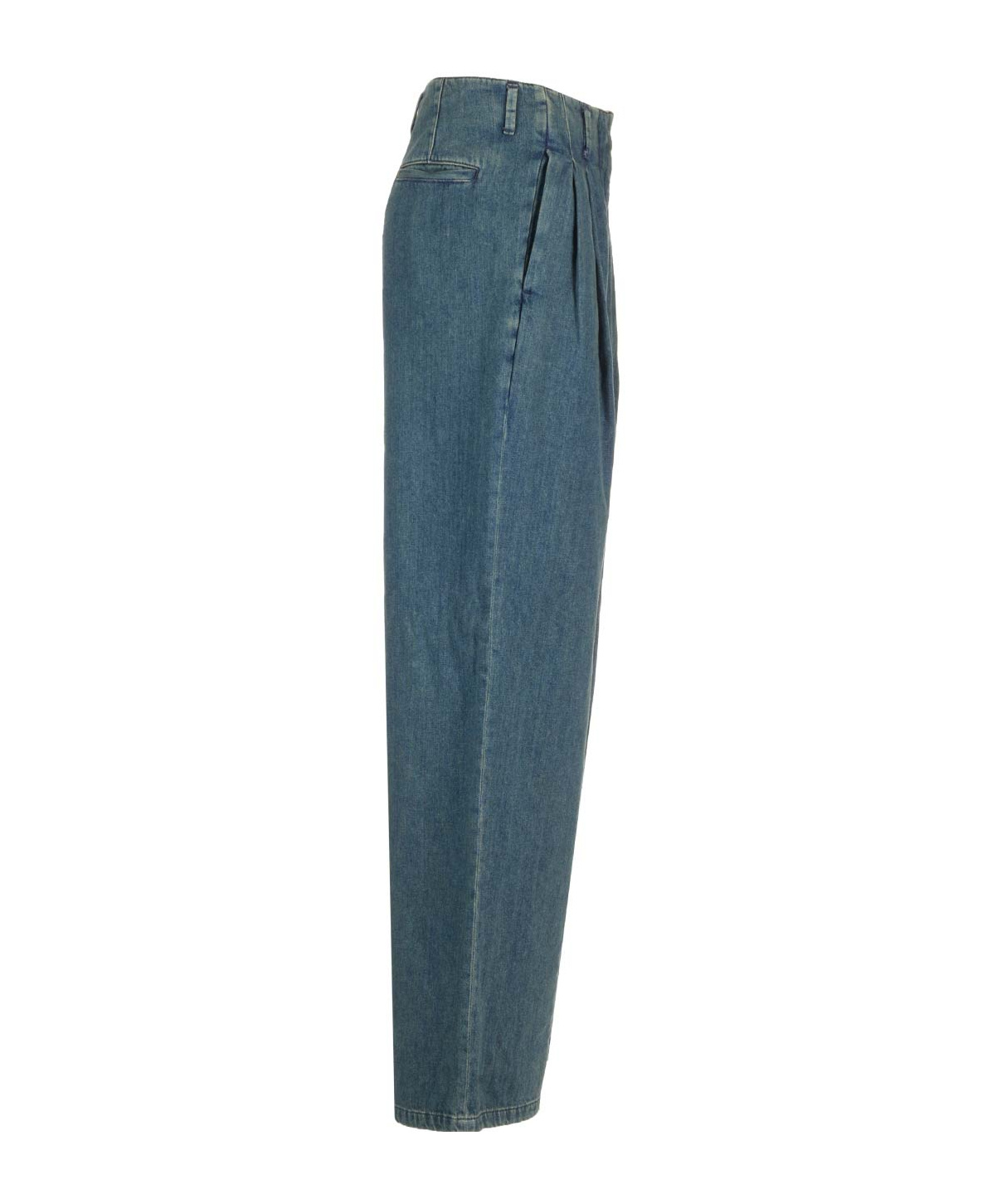 Shop Golden Goose Womens Blue Cotton Pleated Pants