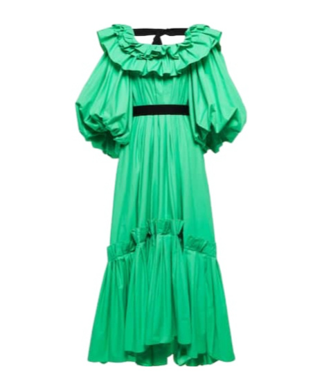 Roksanda Zahara Pleated Cotton Maxi Dress In Green