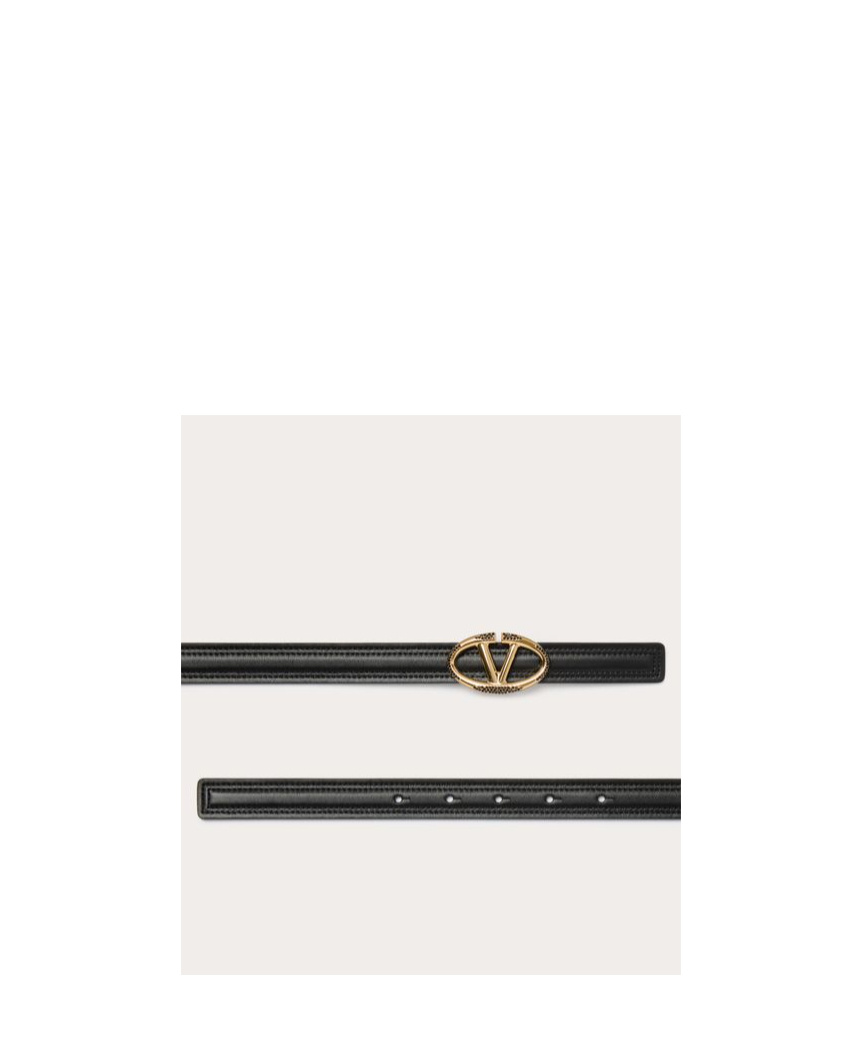 Shop Valentino The Bold Edition Vlogo Shiny Calfskin Belt 20 Mm In Black