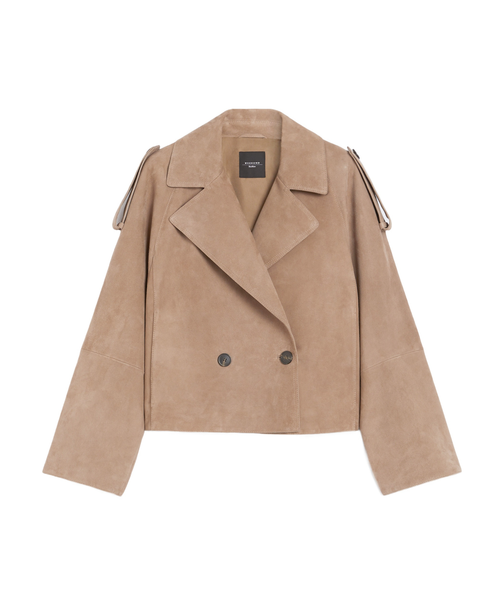 Weekend Max Mara Double-breasted Suede Jacket In Neutral
