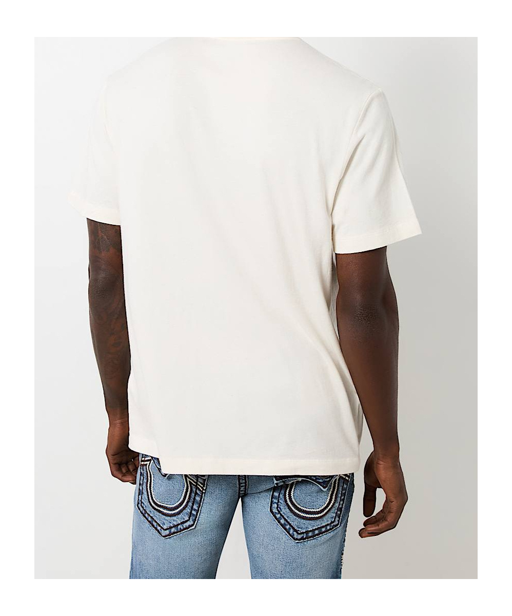 True Religion Vintage Crackle Buddha Tee In White