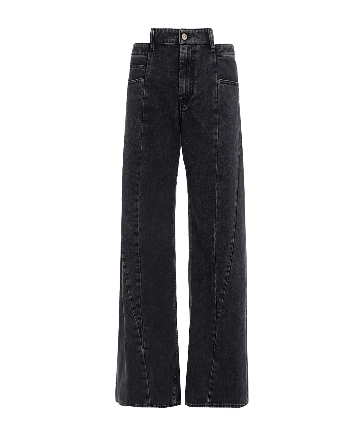 Maison Margiela Black Jeans With Wide Leg And Four-stitch Moniker Logo In Denim Woman In Black