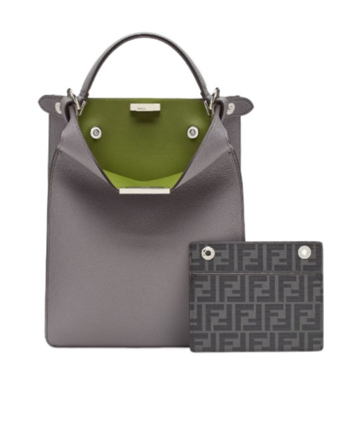 Fendi Peekaboo X-lite Small Shoulder Bag In Gray