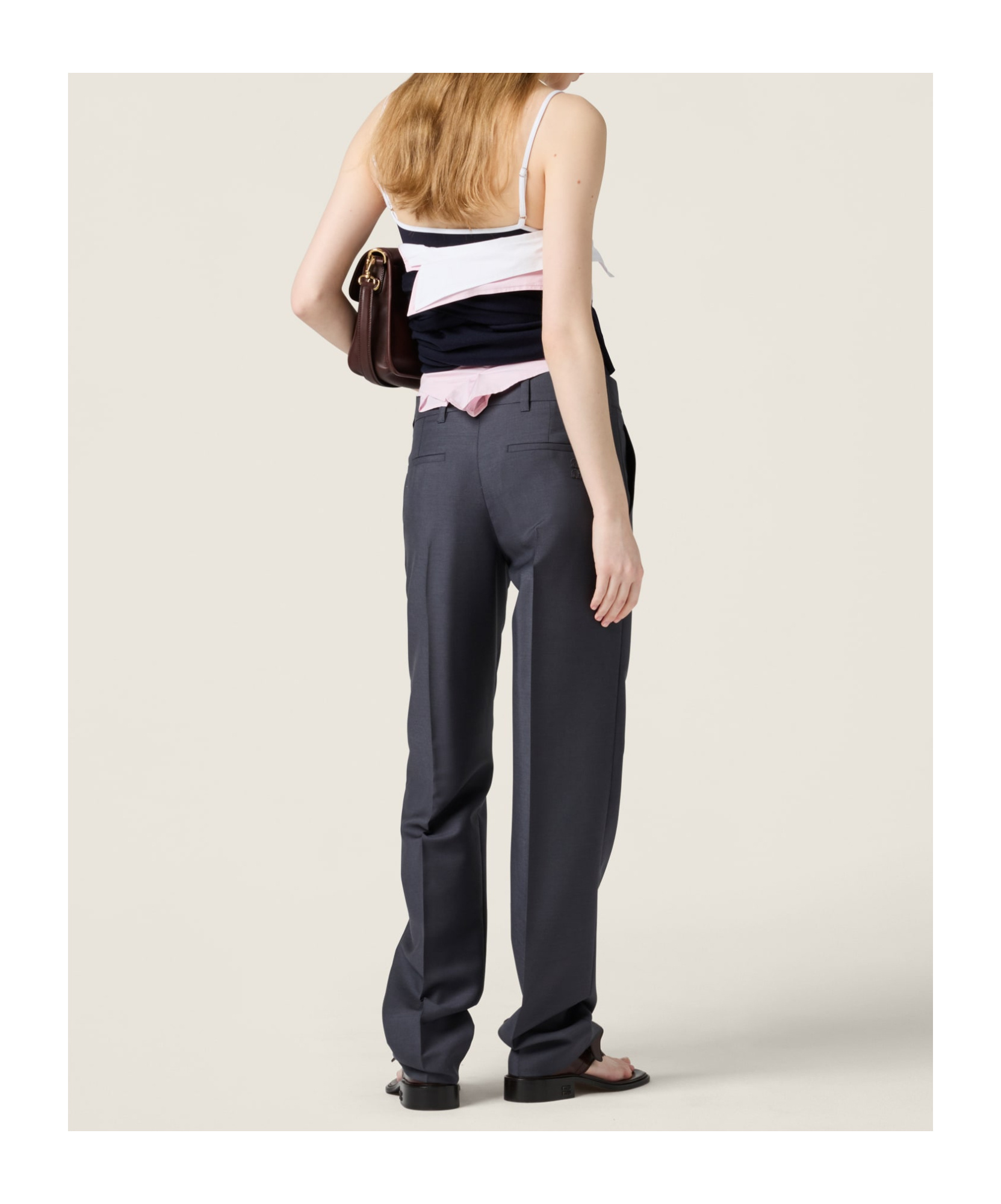 Miu Miu Pressed-crease Trousers In Black