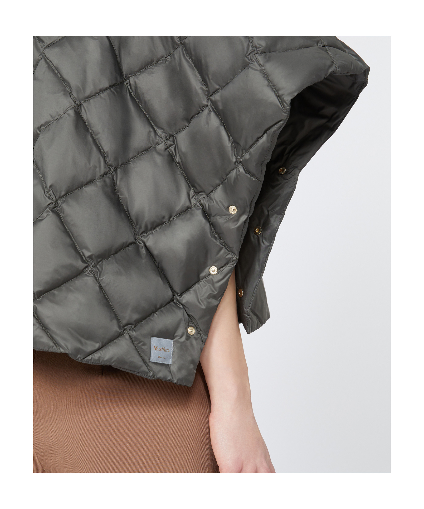 Max Mara Padded Cape In Water-repellent Fabric In Gray