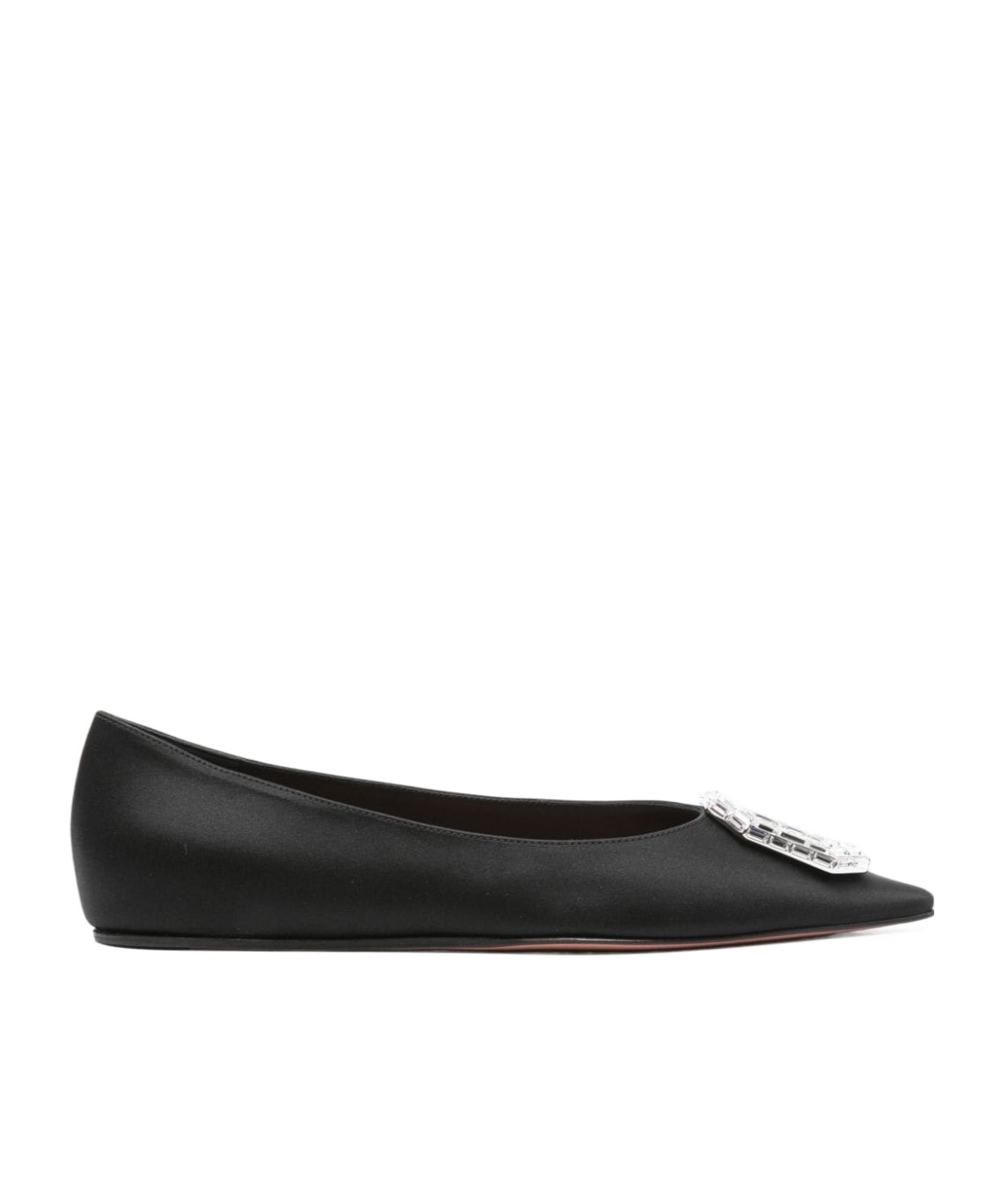 Shop Amina Muaddi Pointed Flat Shoes In Black