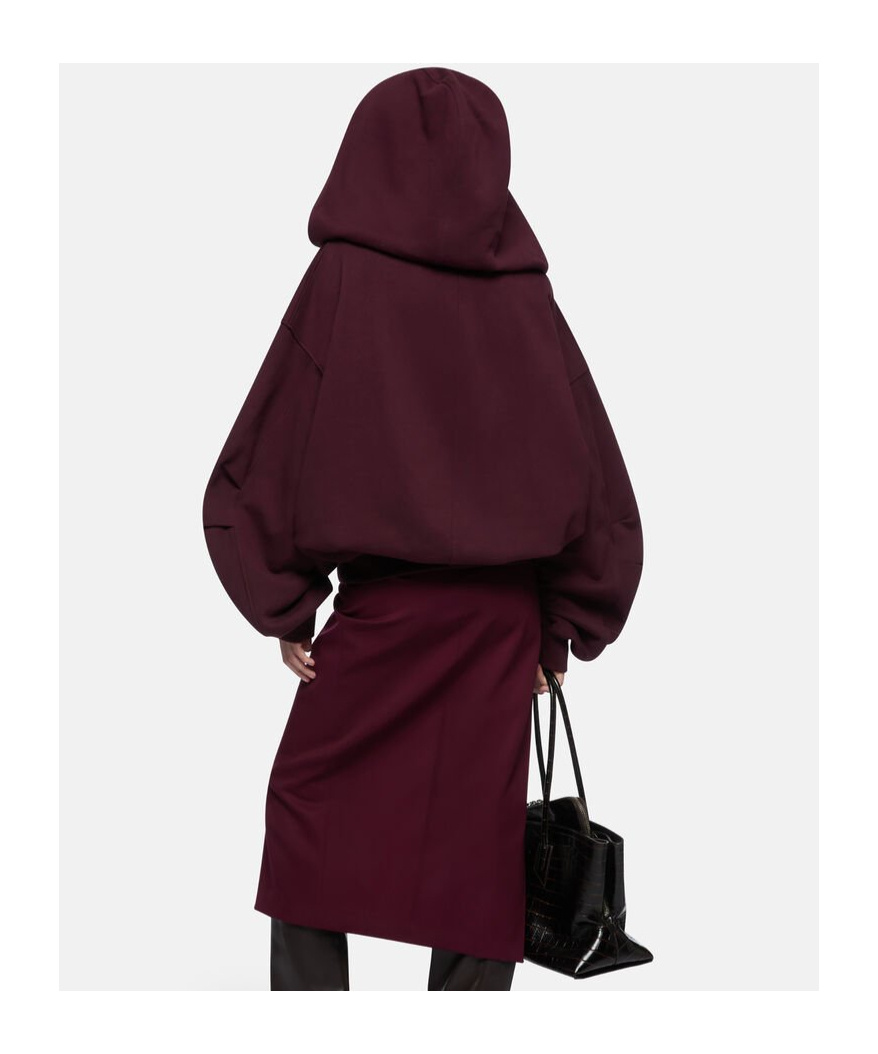 Attico Bordeaux Cropped Sweatshirt With Fixed Hood And Logo Lettering On The Front In Cotton Woman In Brown