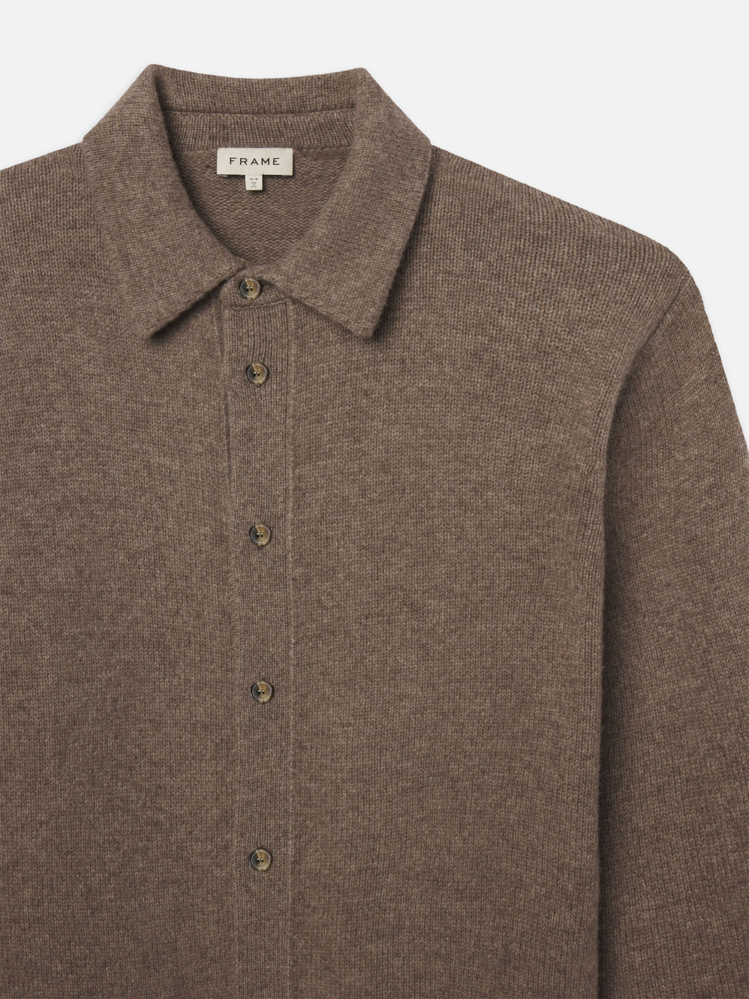 Frame Polo-neck Buttoned Cardigan In Brown