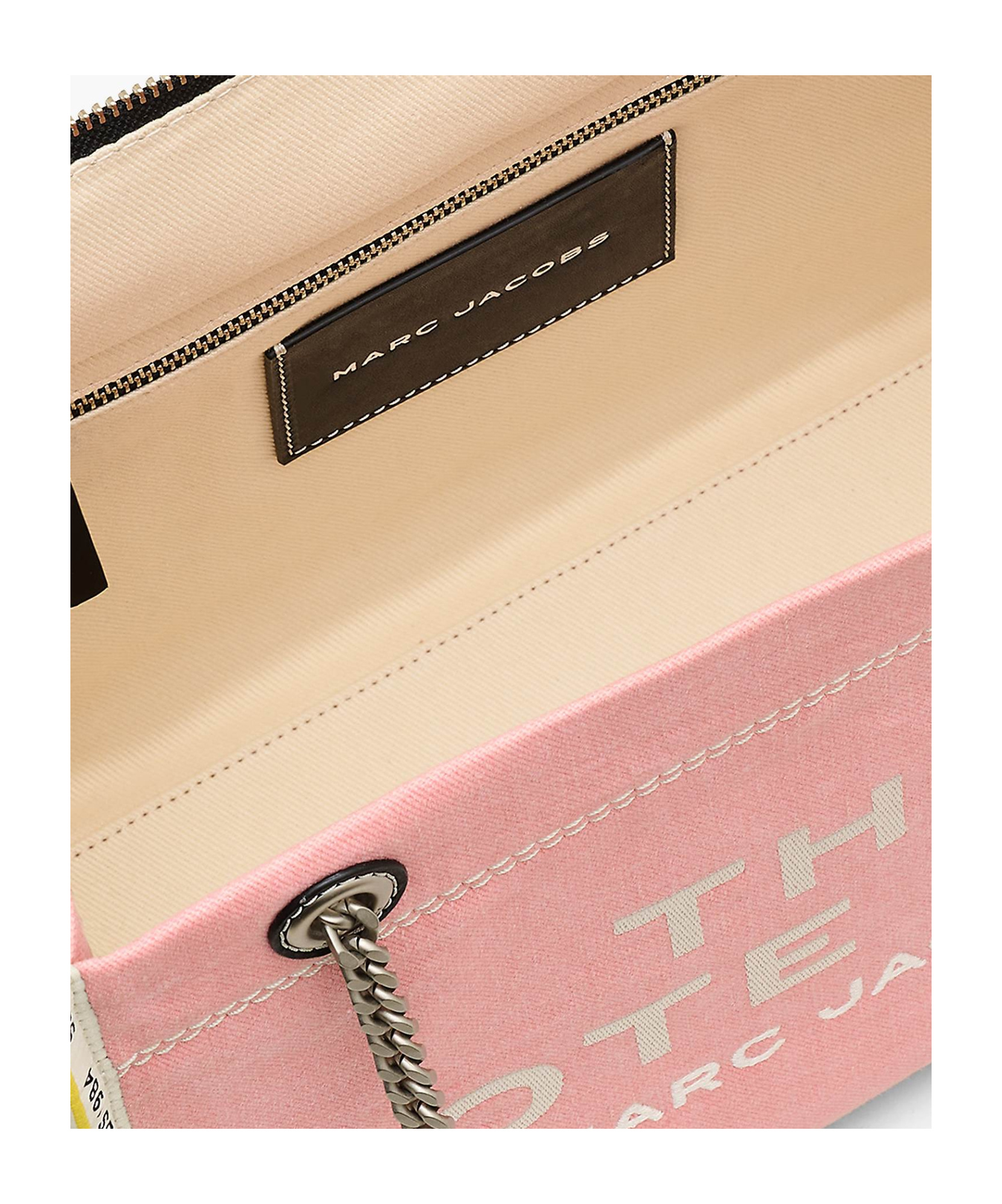 Marc Jacobs Pink Denim Bag With Logo And Chain Handles In Pink