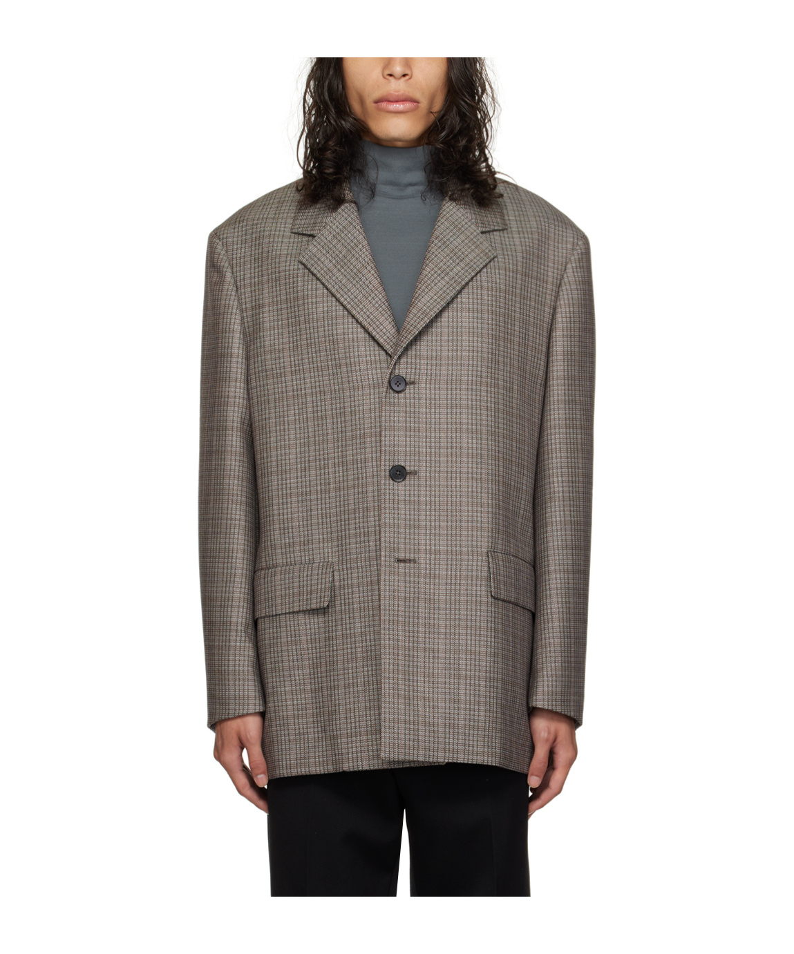 Jil Sander Gray Check Blazer In Gray