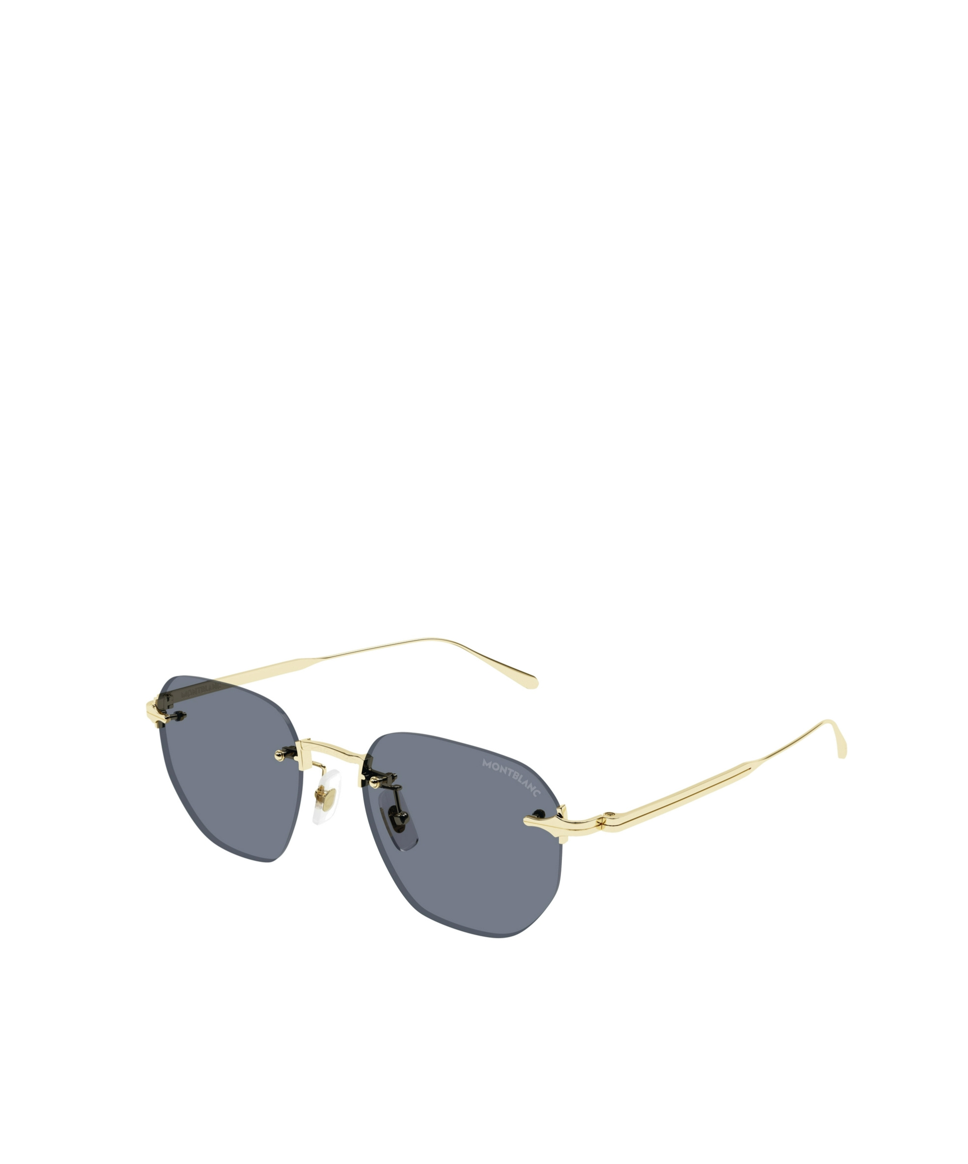 Montblanc Gold-gold-grey Metal Sunglasses In Gray