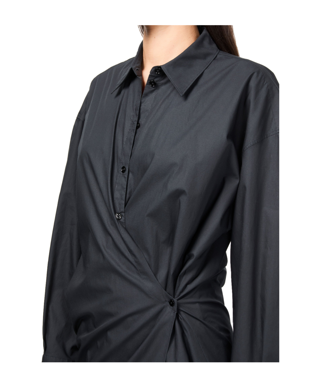 Shop Lemaire Twisted Pleated Dress In Black