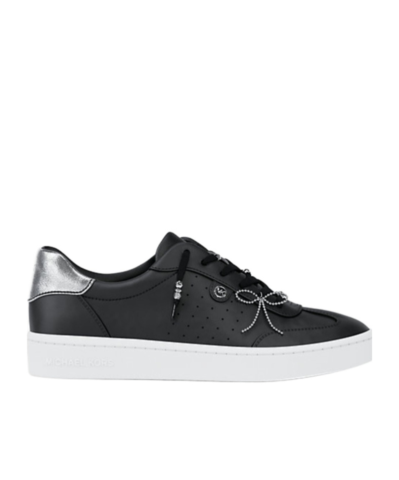Michael Kors Scotty Embellished Leather Sneaker In Black
