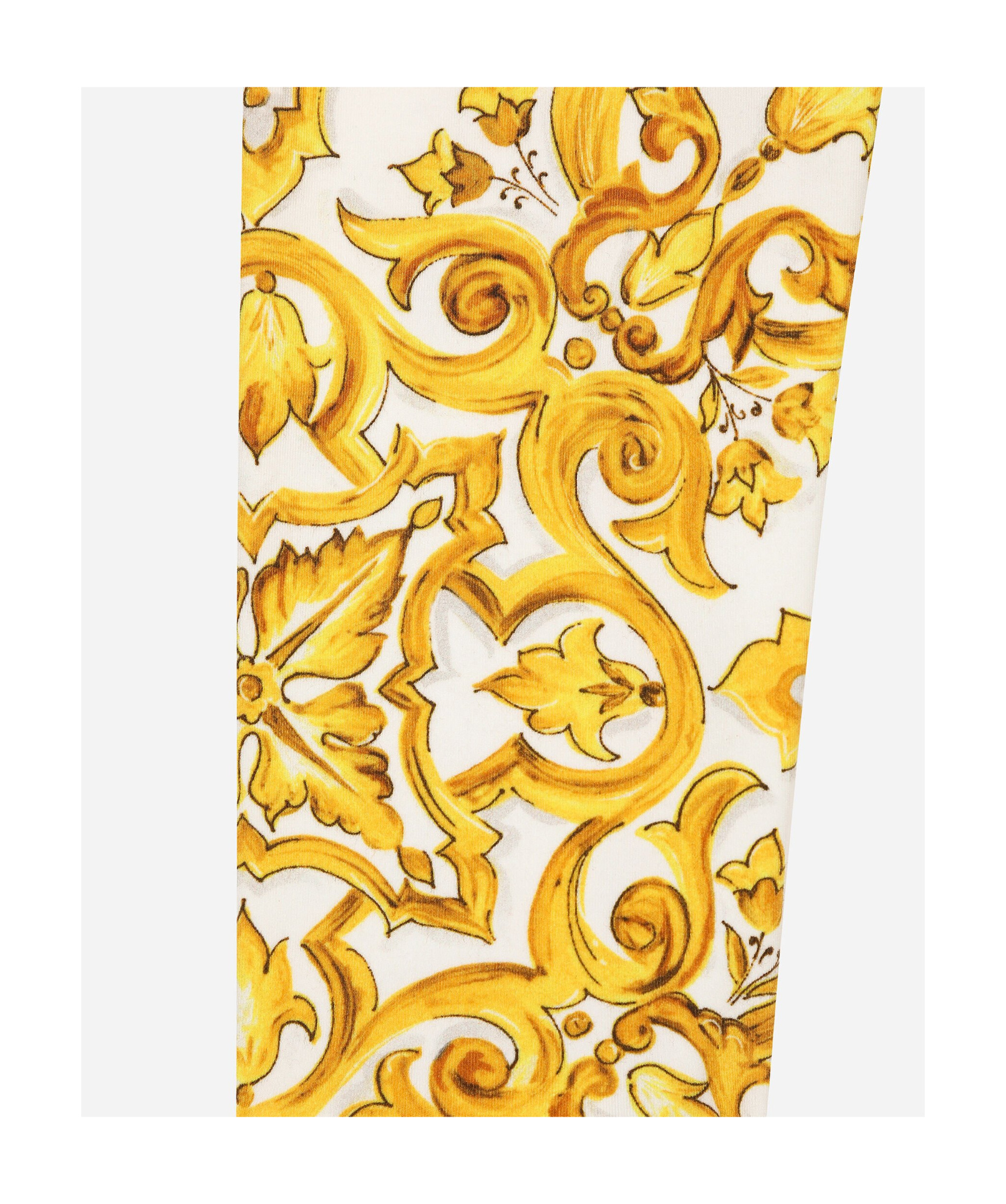 Dolce & Gabbana Girls Yellow Majolica Cotton Leggings In Yellow