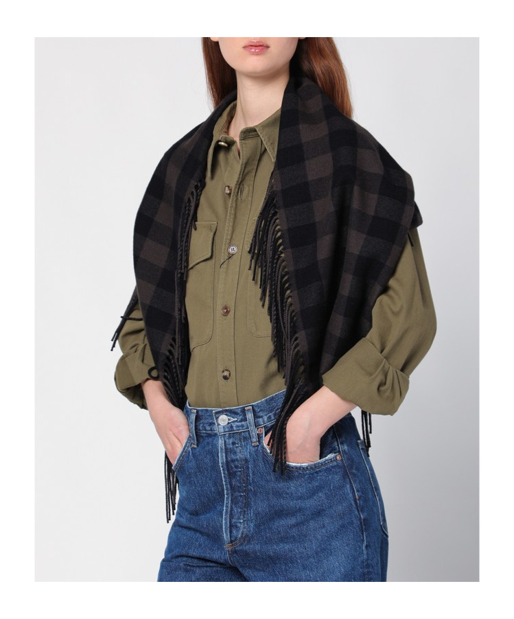 Destin Surl Checked Shawl In Black