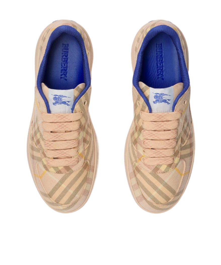 Burberry Light Terrace Sneakers Checkered Pattern In Nude