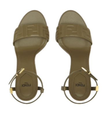Fendi Woman Sandals Military Green Size 6 Leather In Green