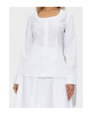 Jacquemus Womens White Tore Cinched Cotton-poplin Shirt In Gray