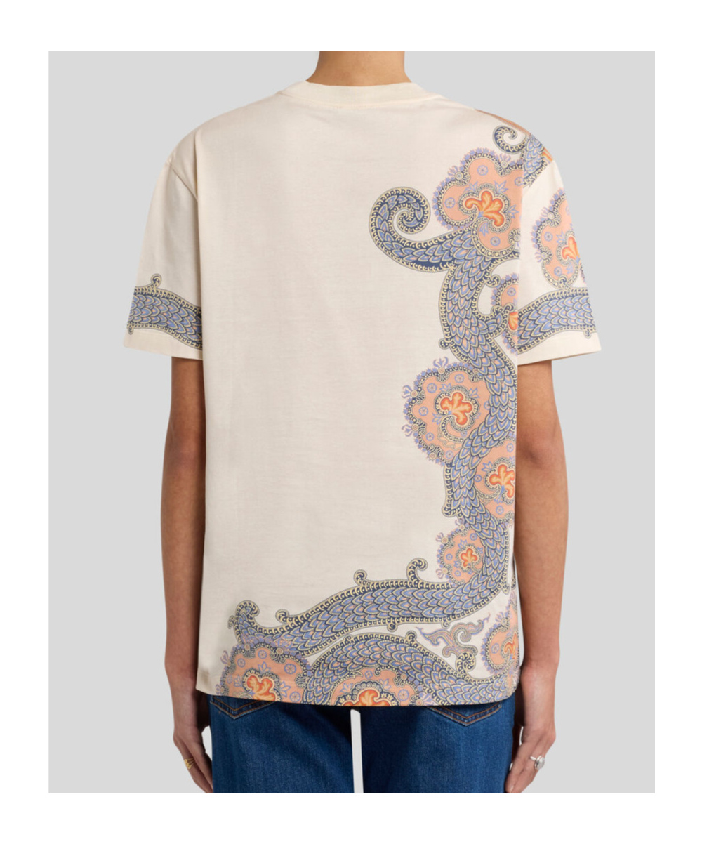 Shop Etro Year Of Snake Cotton T-shirt In White