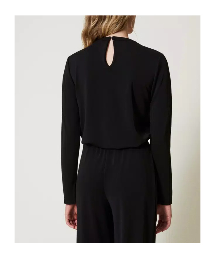 Shop Twinset Drape-detailing Jersey Blouse