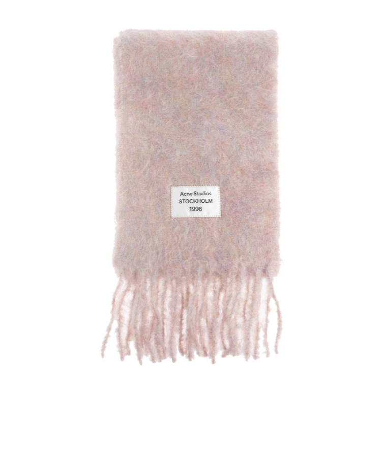 Acne Studios Pink Wool Scarf With Logo In Brown