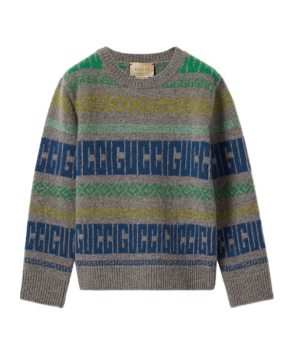 Gucci Round-neck Wool Sweater In Gray