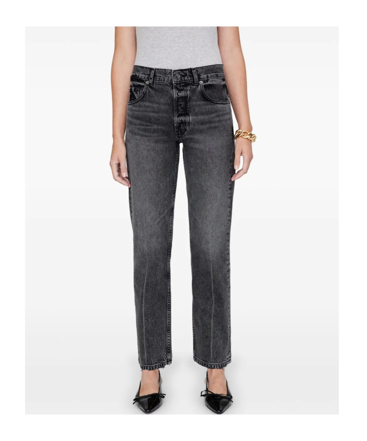 Anine Bing Denim Straight-leg Jeans In Dark Grey