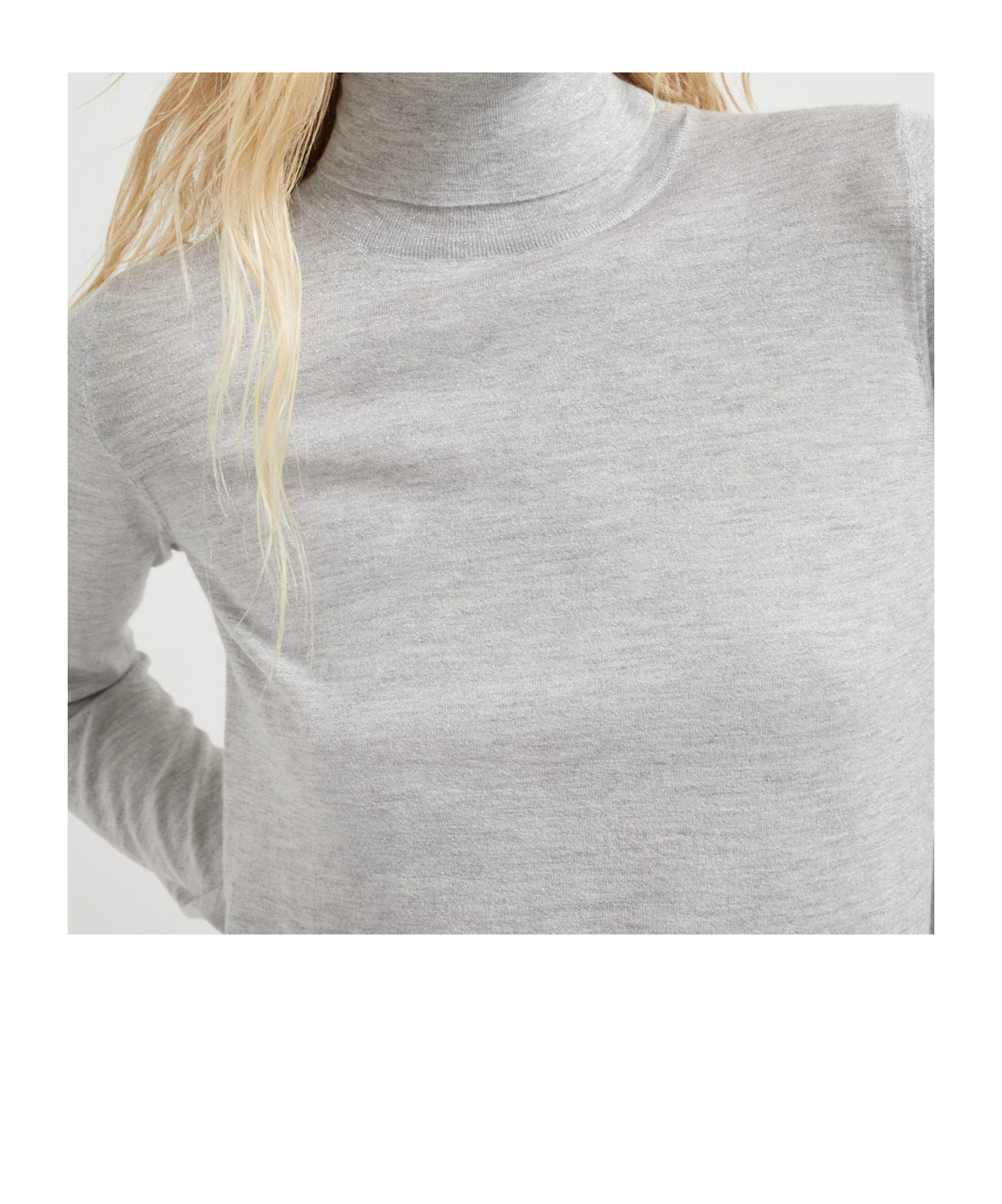 Brunello Cucinelli Cashmere-silk Glitter Turtleneck Sweater In White
