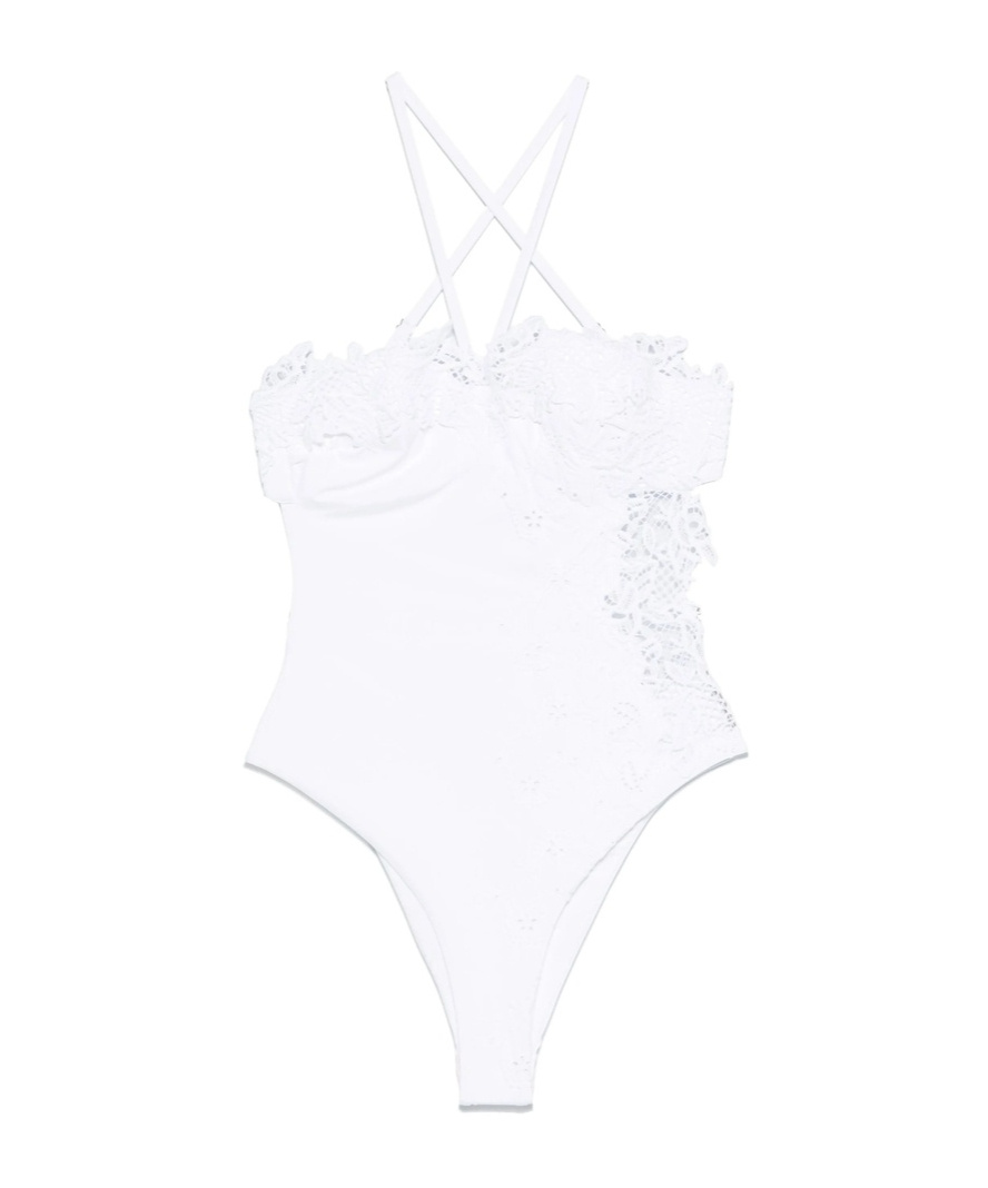 Ermanno Scervino Spaghetti Strap Swimsuit In White