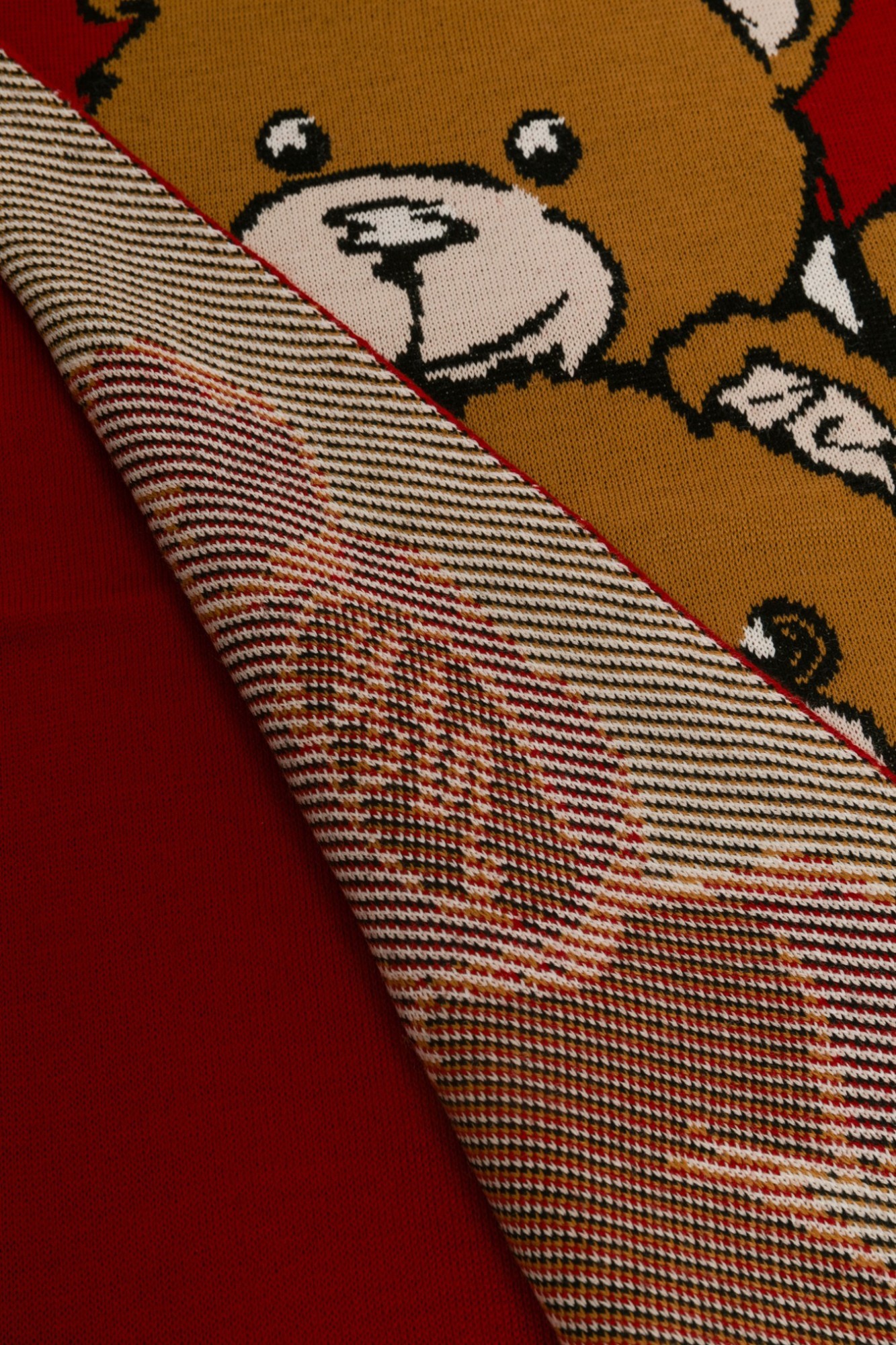 Moschino Teddy Bear Pattern Scarf In Red