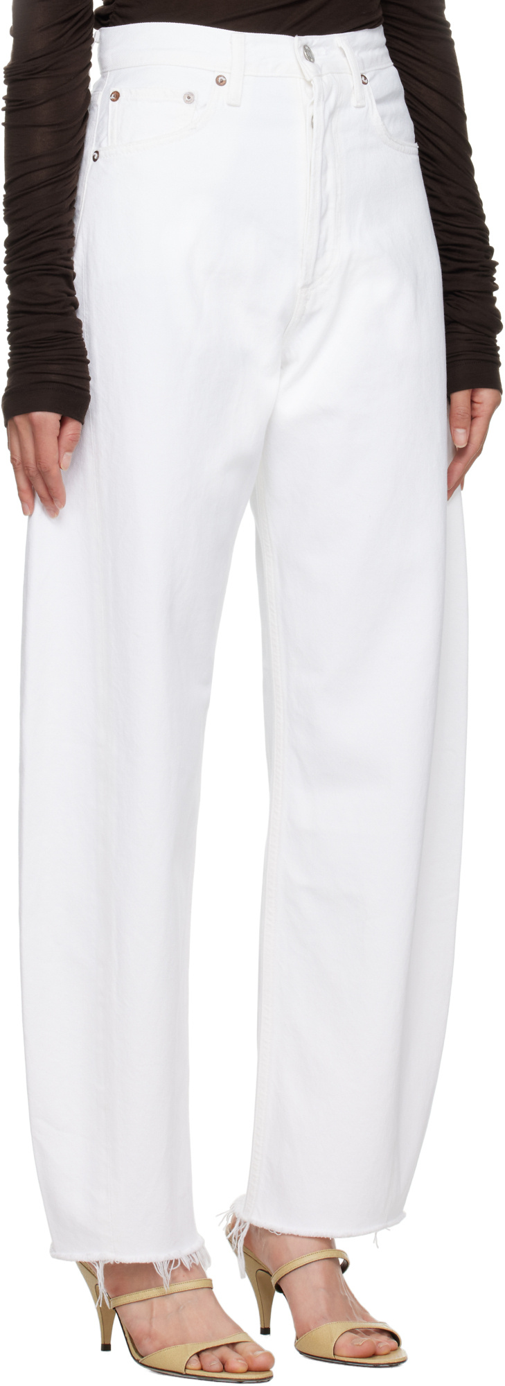 Agolde Five-pocket Jeans In White