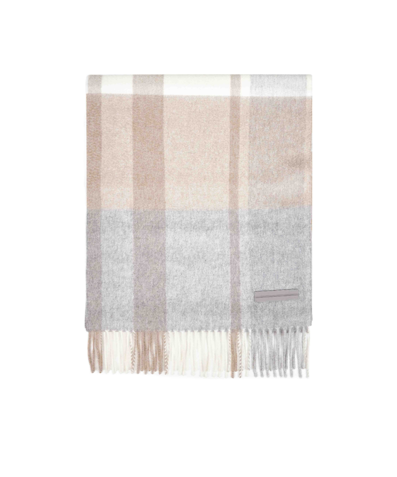 Zegna Beige Checked Oasi Cashmere Scarf In Multi