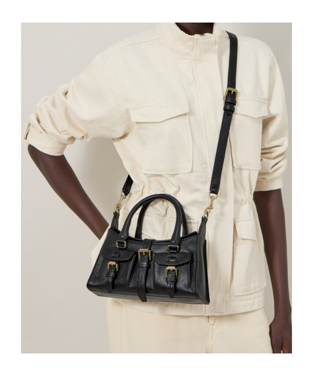 Mulberry Mini Roxanne Black High Shine Leather In Black