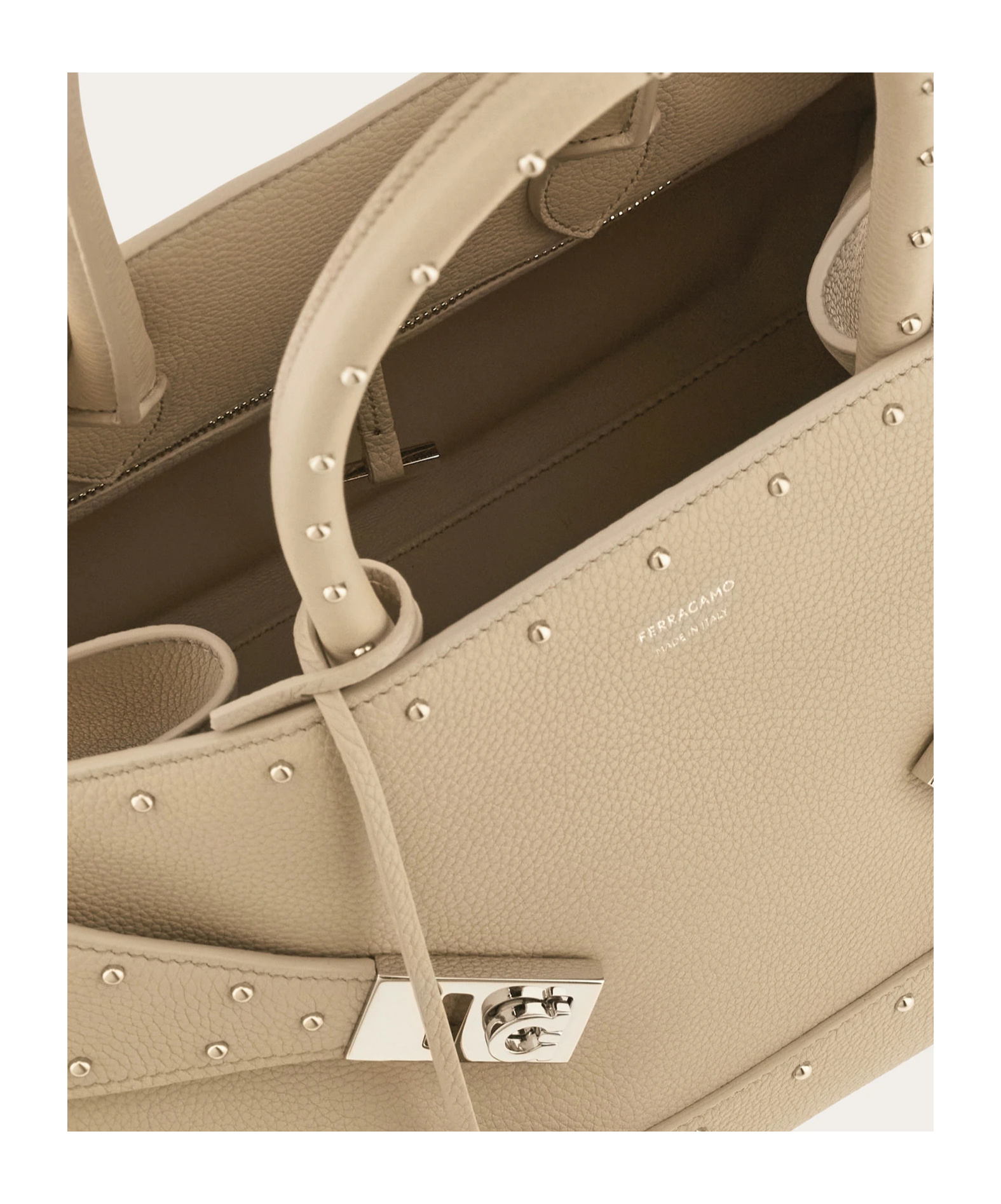 Ferragamo Large Hug Tote With Spike Embellished