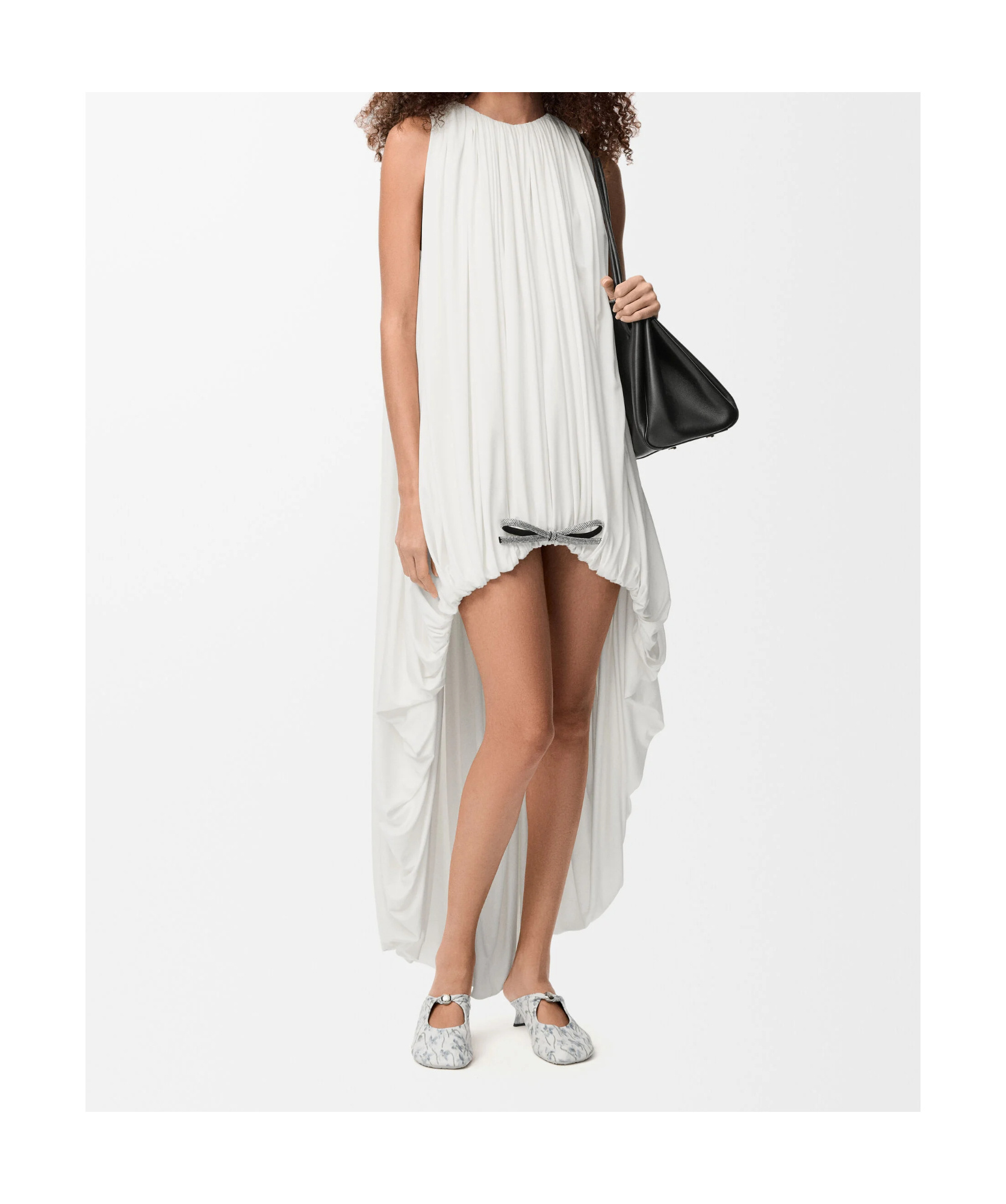 Loewe Silk Draped Mini Dress In White