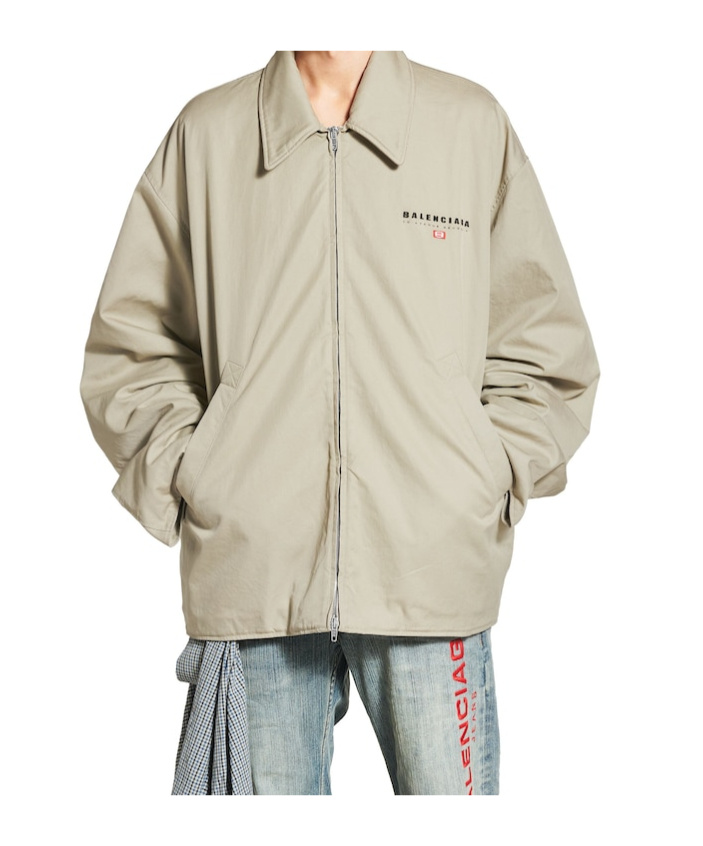 Balenciaga Cotton Zip-up Jacket In Military Beige
