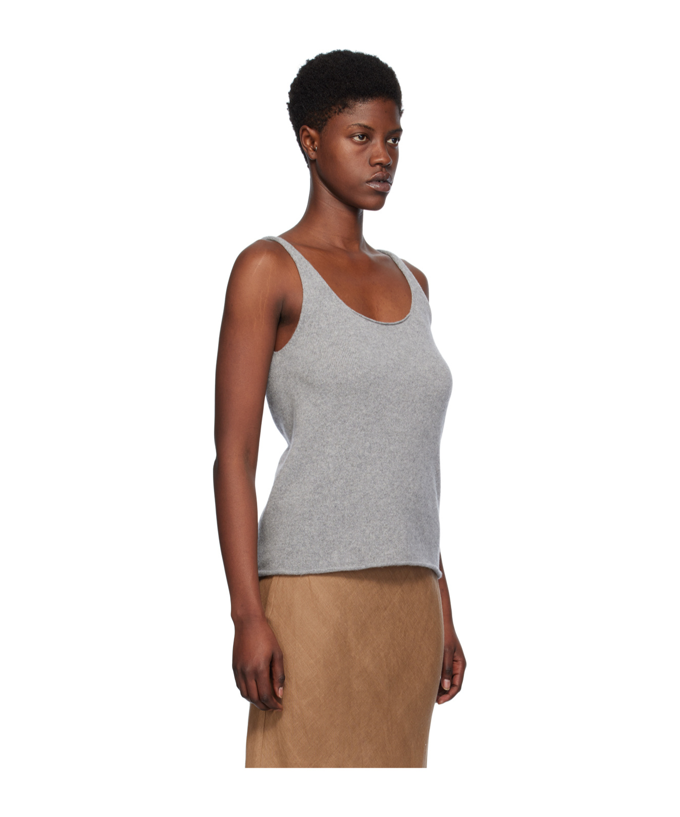 Baserange Curled Design Vest In Brown
