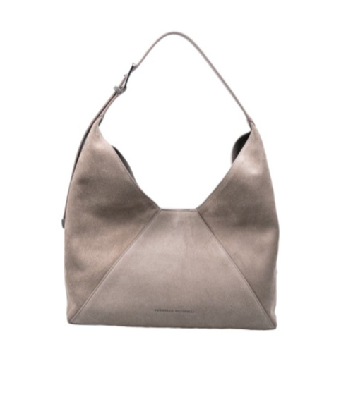 BRUNELLO CUCINELLI BRUNELLO CUCINELLI LOGO PRINTED PANELLED SHOULDER BAG