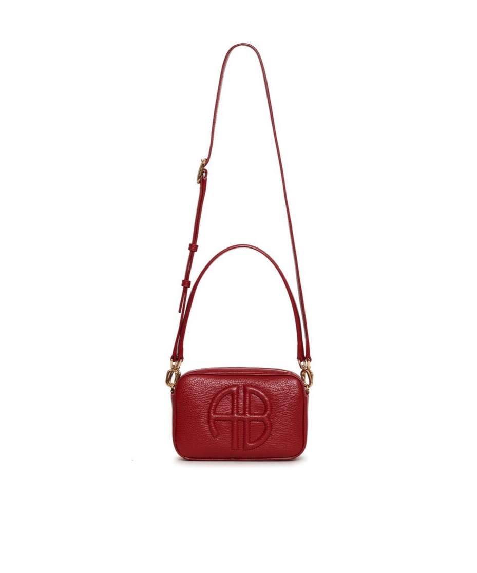 Shop Anine Bing Top Zipper Shoulder Bag In Red