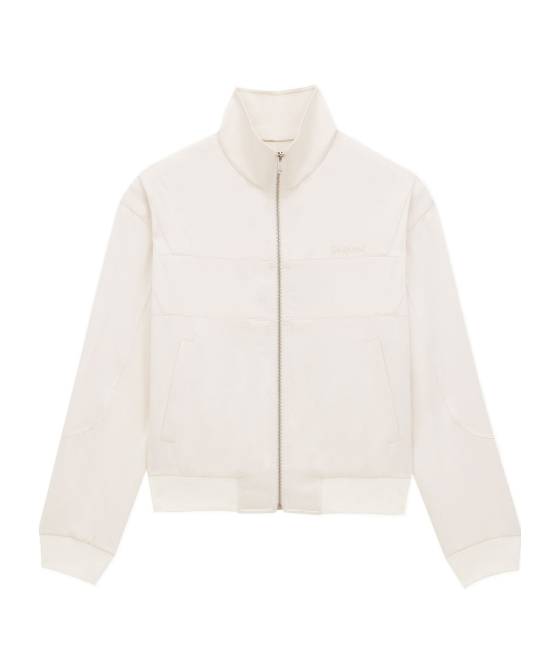 Saint Laurent Teddy Jacket In Satin In Off-white