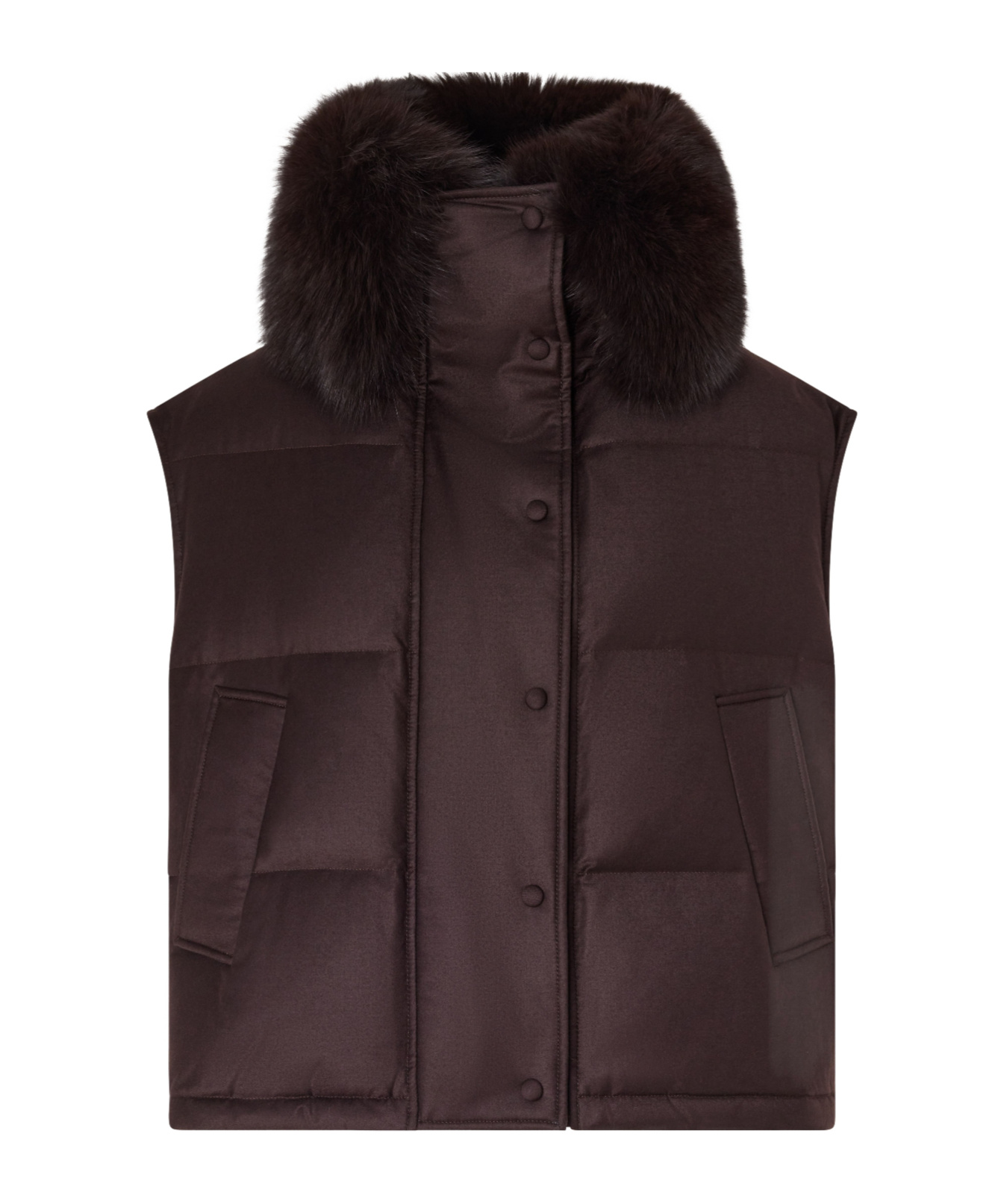 Yves Salomon Short Fox Fur Vest In Purple