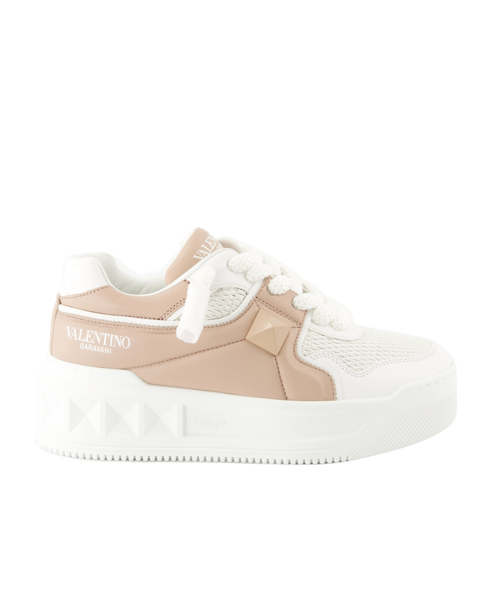 Shop Valentino Garavani One Stud Xl Lace-up Sneakers In White