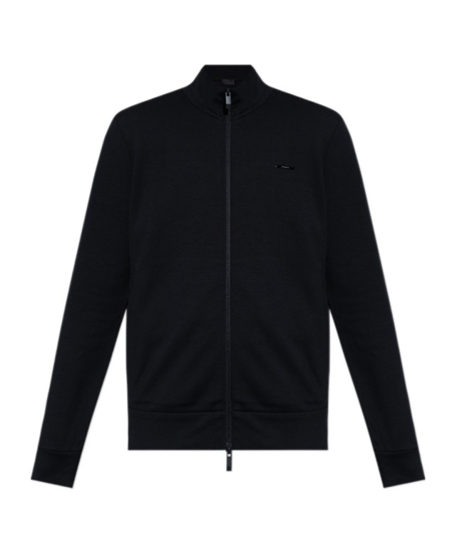 Moncler Stand Up Collar Zip Up Sweatshirt In Black