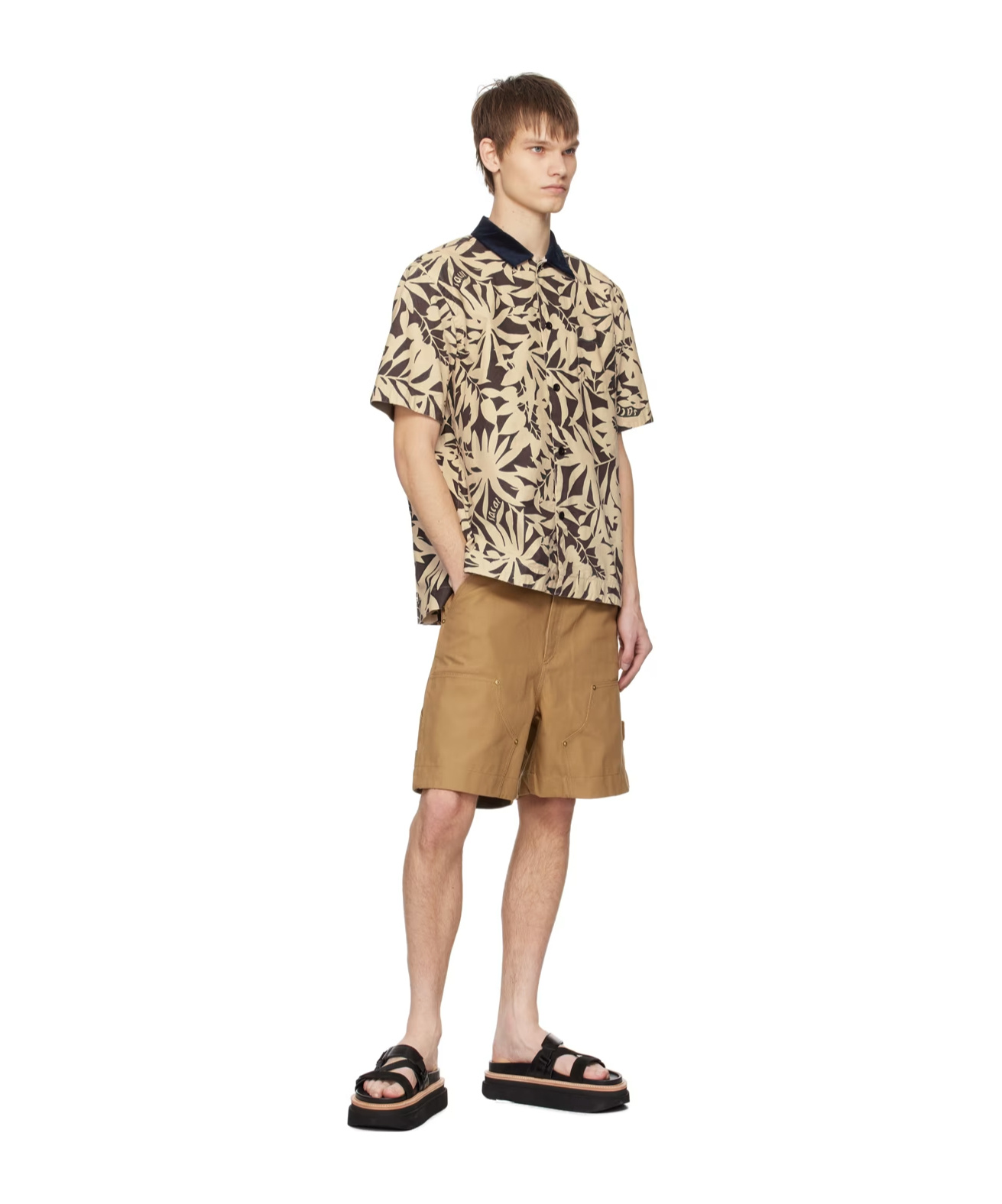 Sacai Leaf Printed Shirt In Multicolor