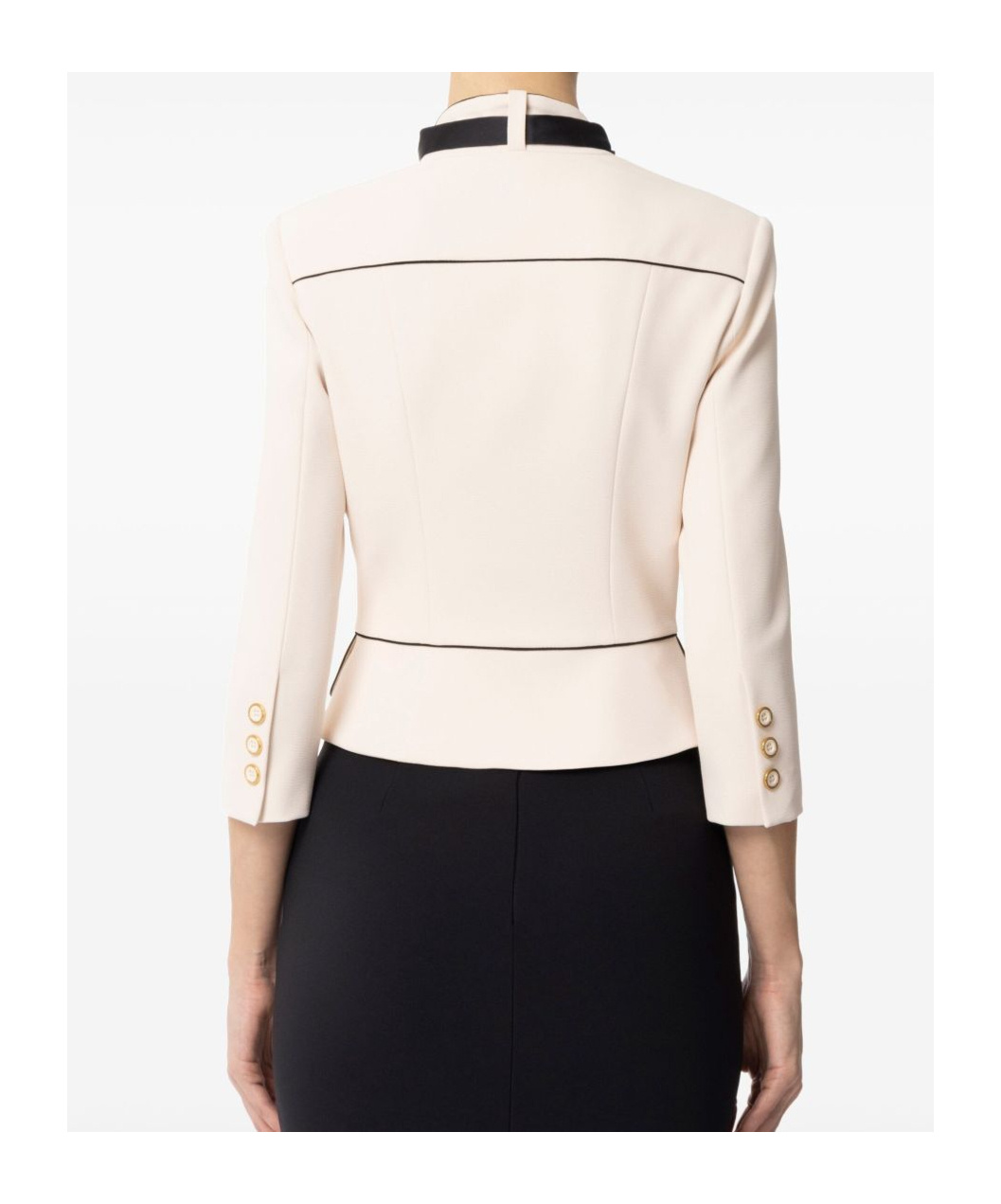 Elisabetta Franchi Black Jacket With Tailored Silhouette In White