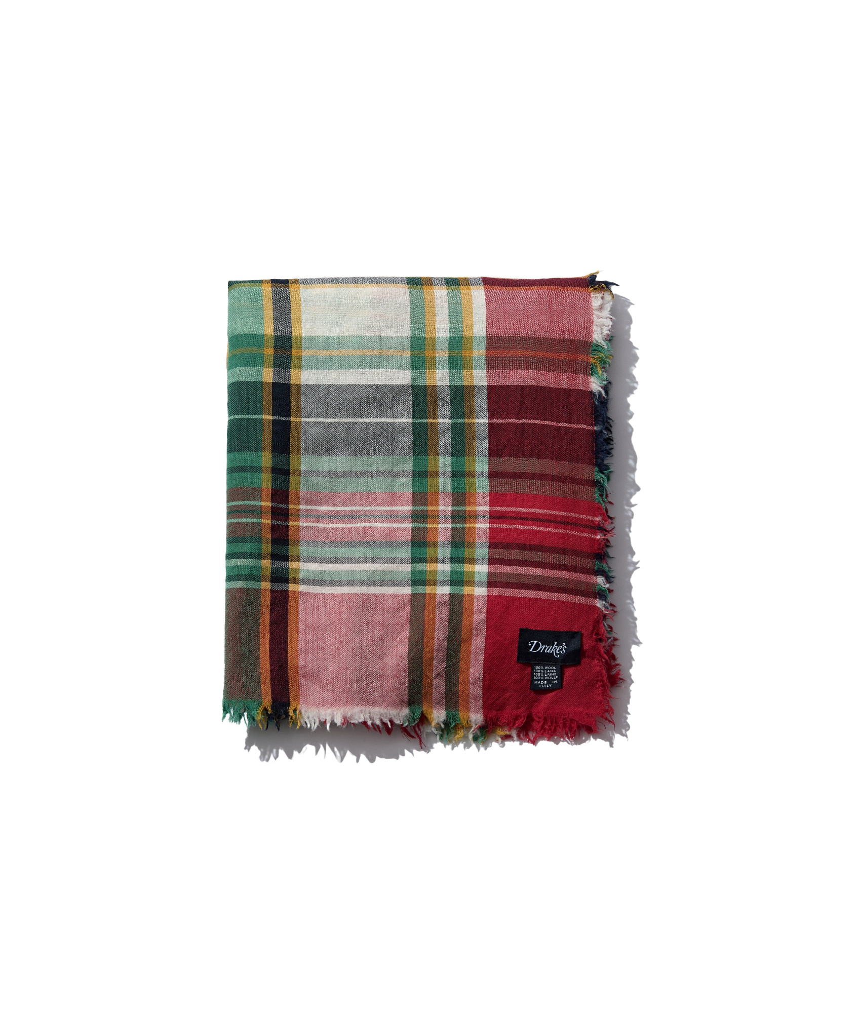 Drake's London Plaid Scarf In Multicolor
