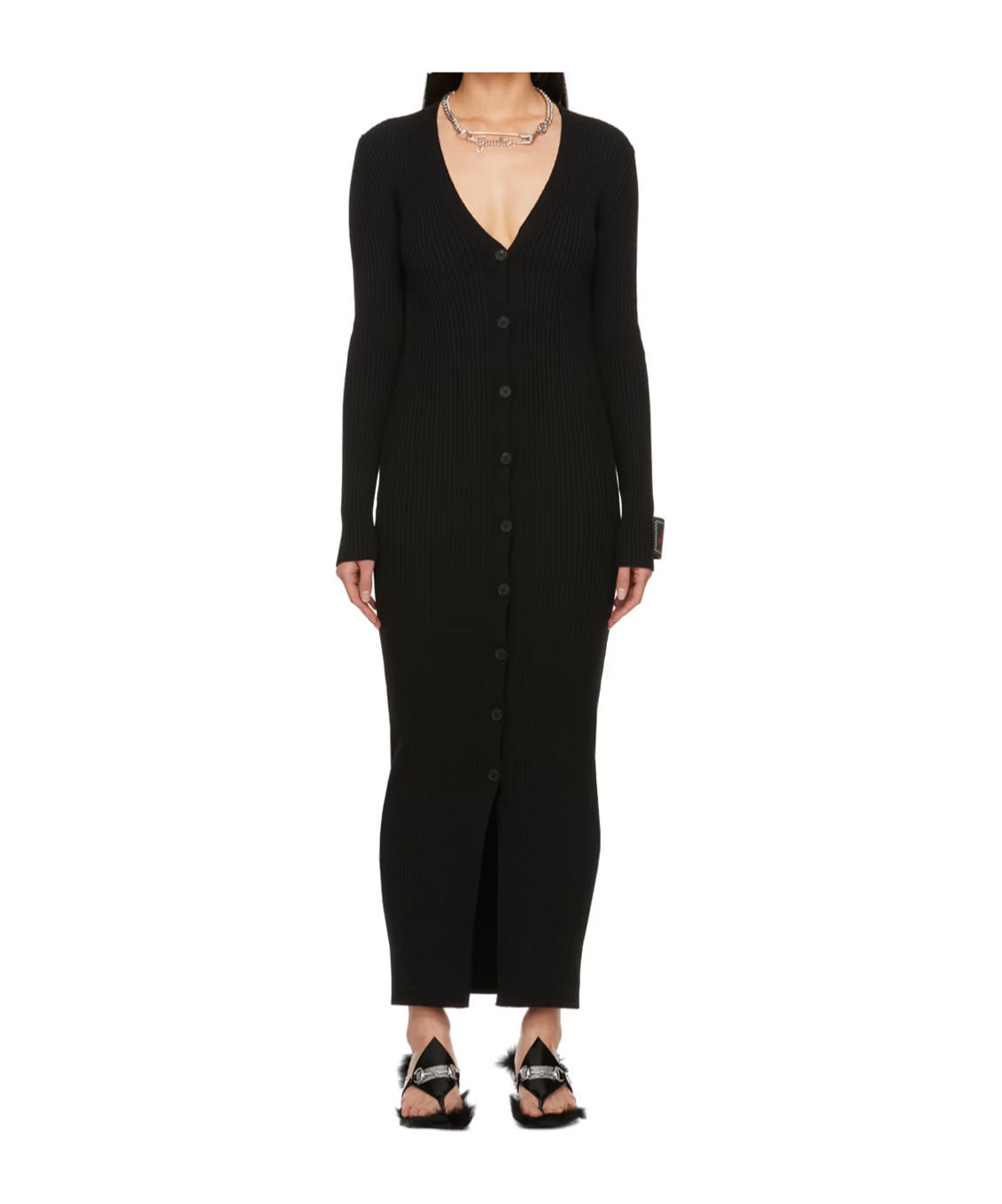 Jean Paul Gaultier Deep V Neck Button Dress
