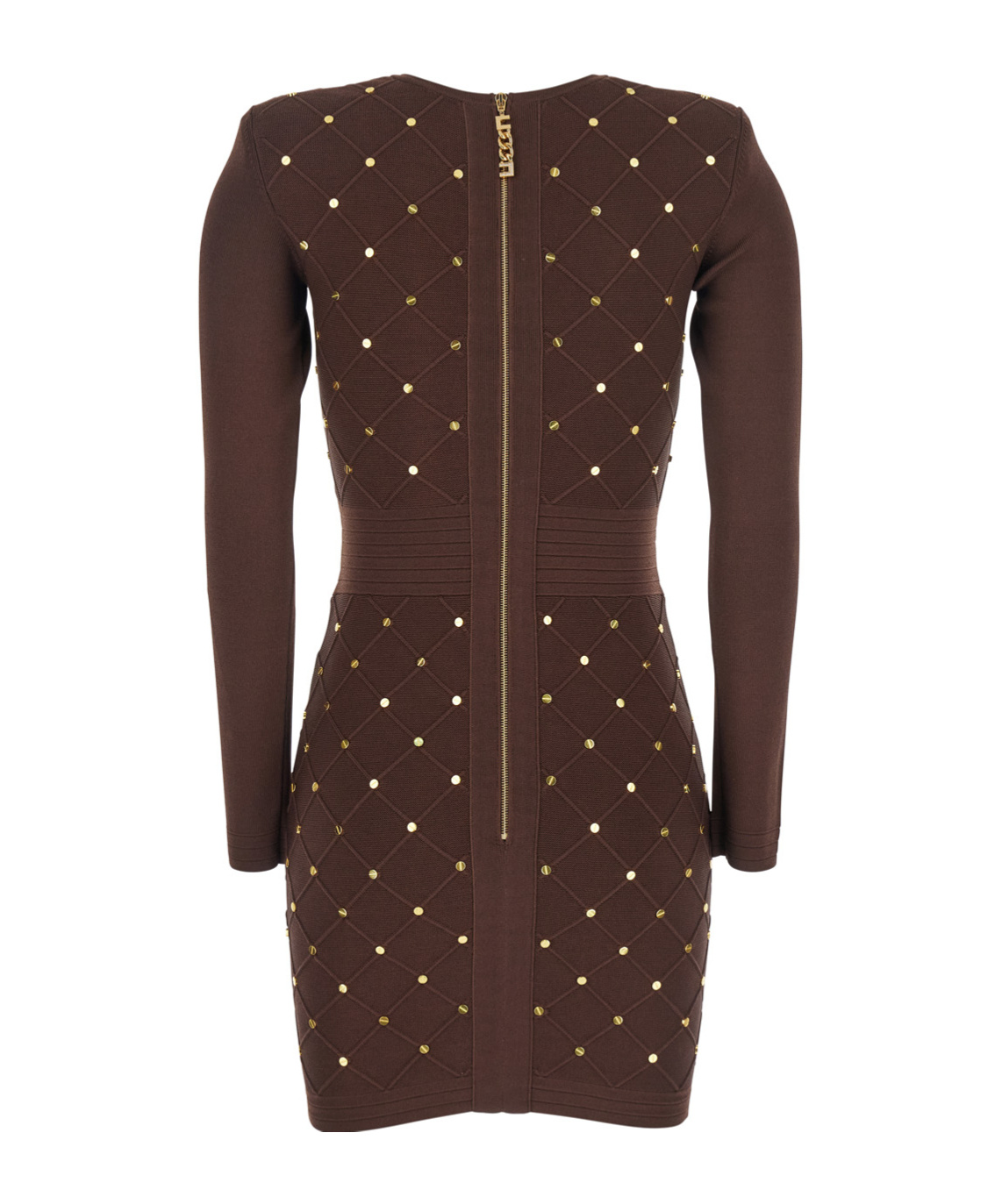 Elisabetta Franchi Knitted Mini Dress With A Slim Fit In Brown