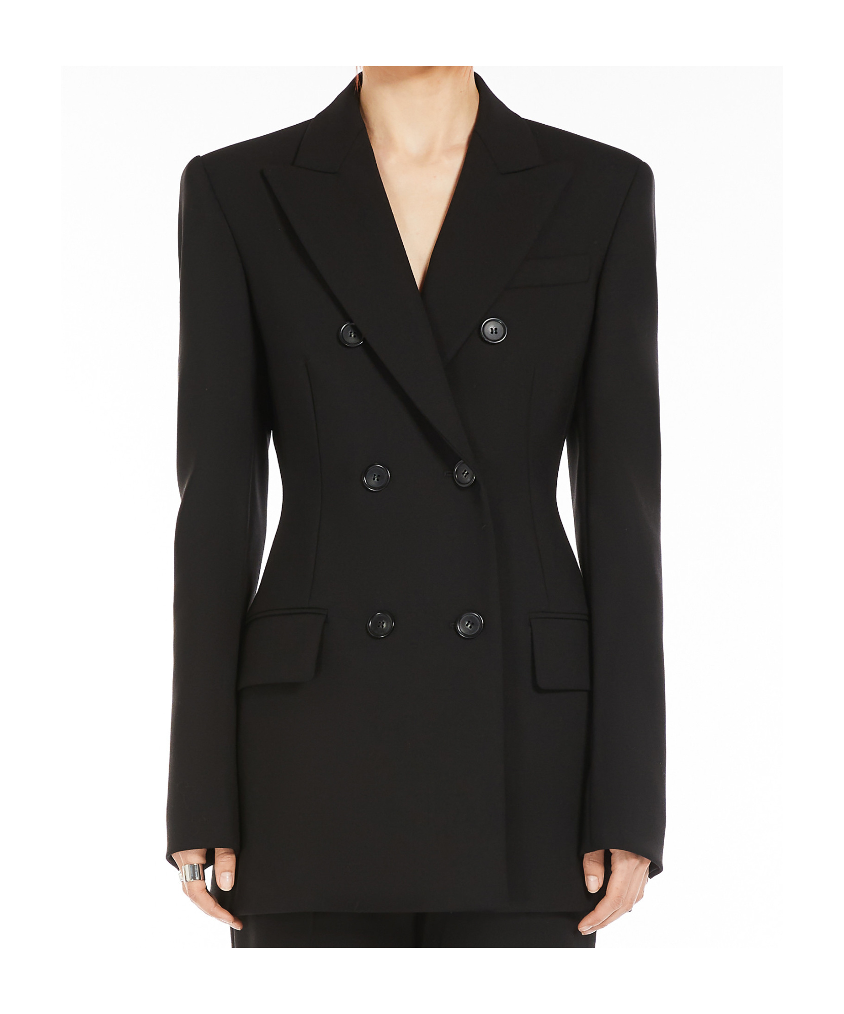 Sportmax Double-breasted Wool Suit In Black